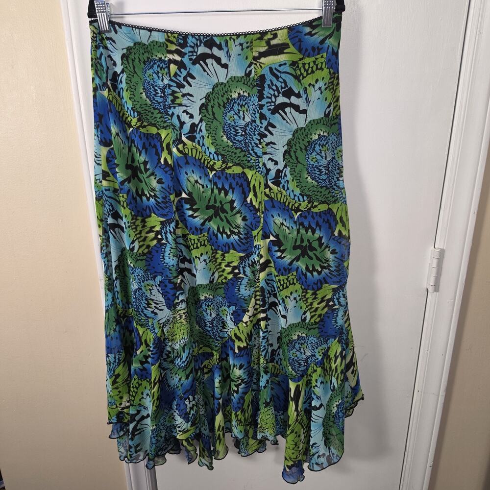 Dressbarn Butterfly Midi Flowy Skirt Sz L Fairy Ethereal Whimsigoth Boho Y2K